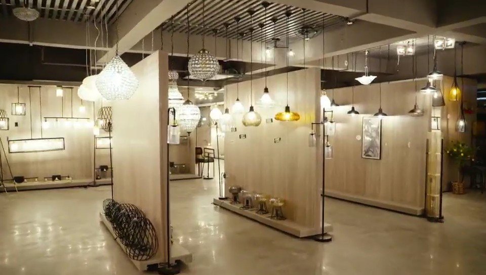 Lighting showroom at our partner workshop in Zhongshan