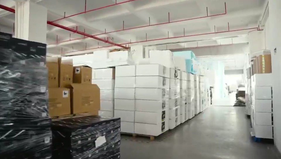 Packed products ready to ship in our partner's warehouse