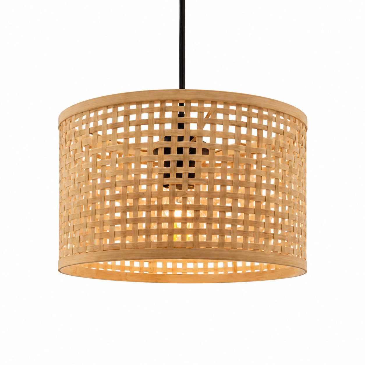 HX2652 Grid Weave Cylinder Pendant Light, a woven cylinder shade, on a white background