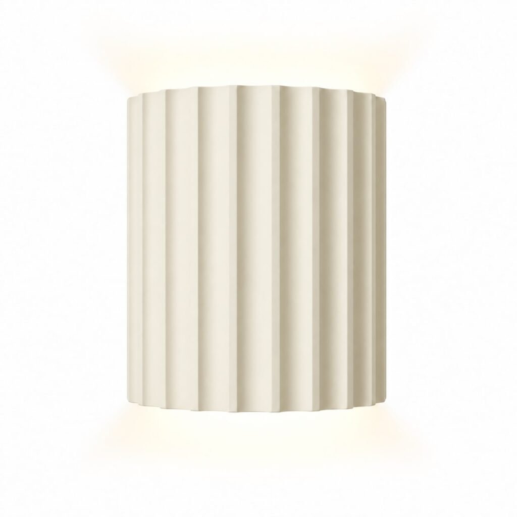 SH501 Ribbed Resin Wall Light in white, grey, orange and green, on a white background