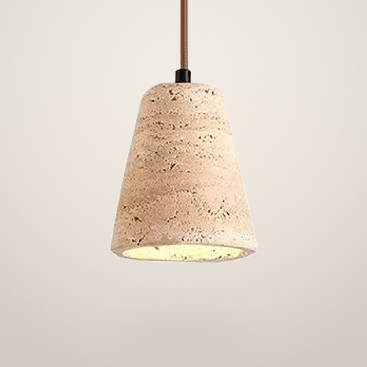 A804 Tapered Travertine Pendant Light shown on a light studio background